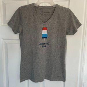 NWT Life is Good Gray V-Neck Tee Shirt with Popsicle Size XS